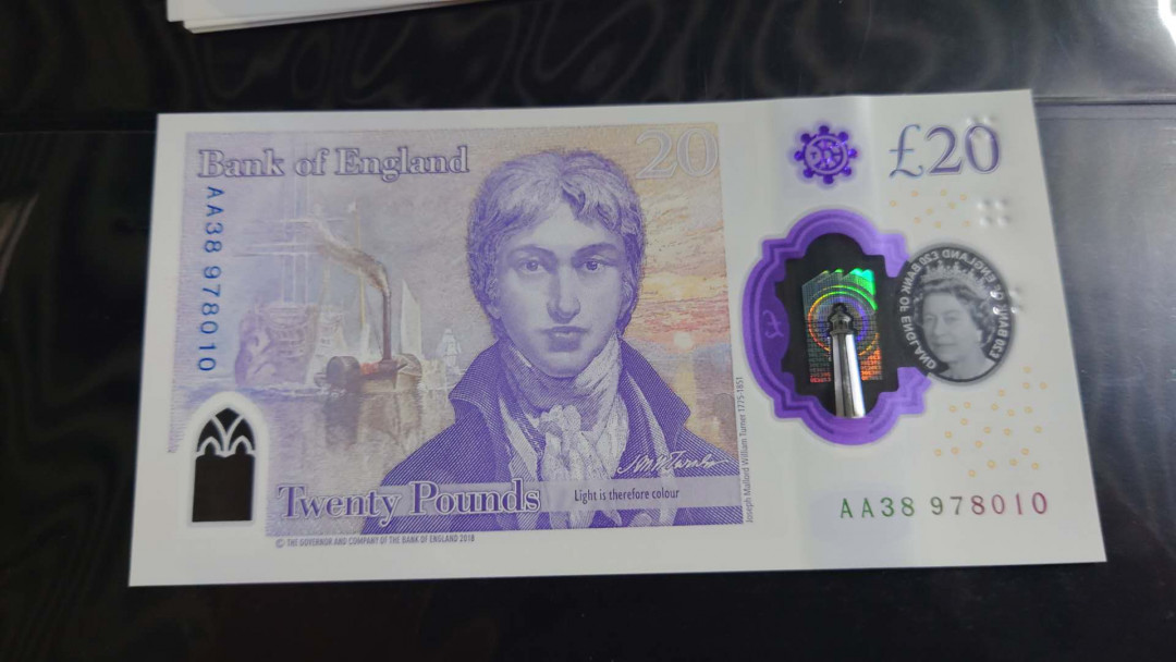 【囧羊收藏】精选微拍第31期暨2021年第二十二期 世界各国纸币 2020年20英镑塑料钞 AA冠 全程无4绝品尾号010