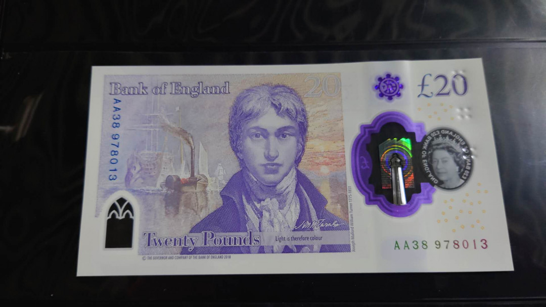 【囧羊收藏】精选微拍第31期暨2021年第二十二期 世界各国纸币 2020年20英镑塑料钞 AA冠 全程无4绝品尾号013