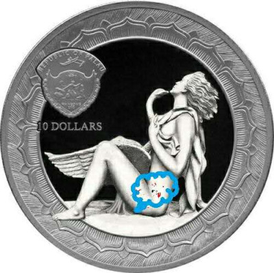 【海寧潮现货】帕劳2019年永恒雕塑系列4利达和天鹅2盎司纪念银币