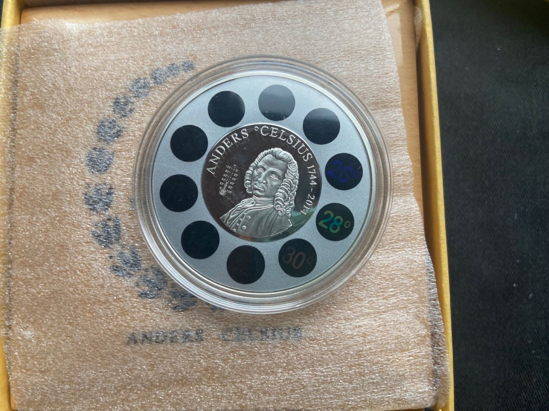 【币观天下】第152期钱币拍卖 库克2014年摄氏度发明人270周年温度计纪念银币