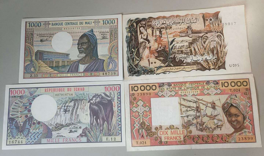 N&C第十一期: 欢乐捡漏场 非洲法属四张 乍得UNC,马里AU,中非和阿尔及利亚八到九品