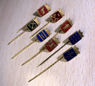 大猫徽章拍卖161期 - 芬兰省徽铜质珐琅插针一套  