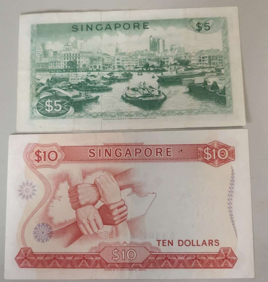 N&C第十一期: 欢乐捡漏场 新加坡花版5和10两张 八品原票 珍稀签名无章版