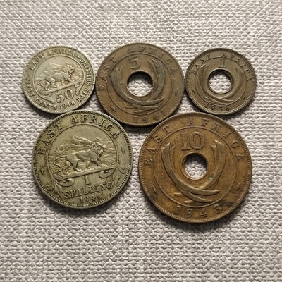 0起1加-纯粹捡漏拍-29场 - 英属东非1941-1956年5枚套币一组