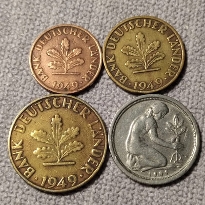 0起1加-纯粹捡漏拍-29场 - 联邦德国1949年银行版套币4枚