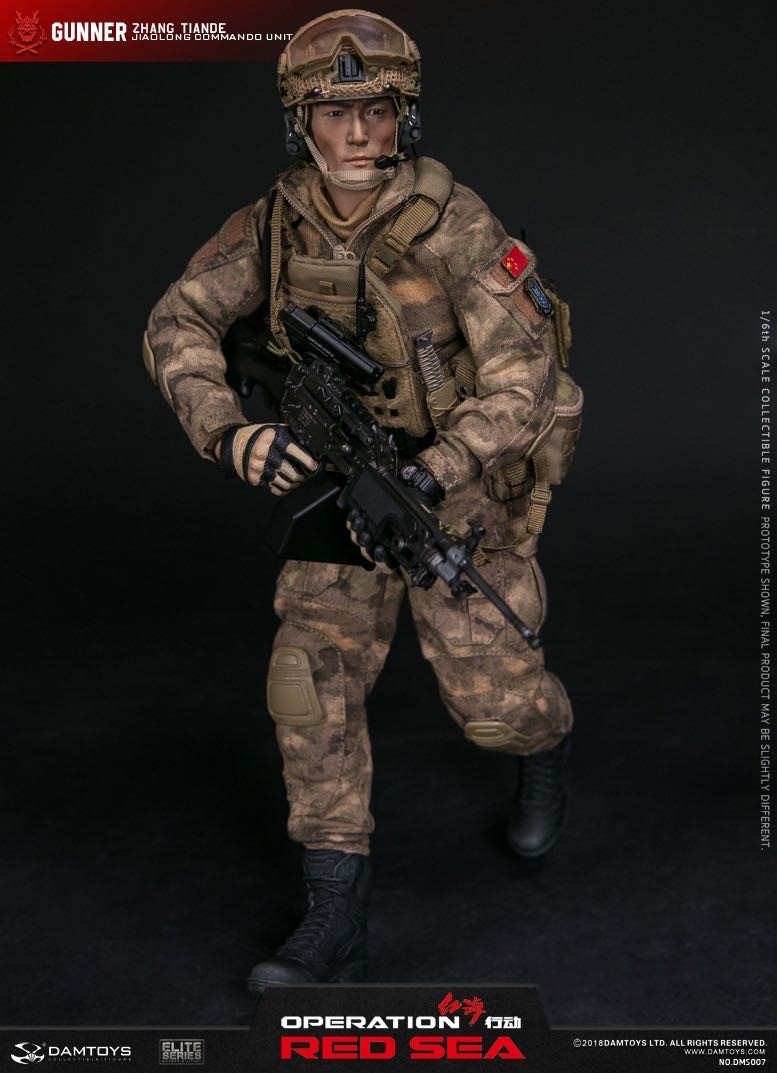 零元拍：DAMTOYS：1/6 红海行动-PLA海军陆战队“蛟龙”特战旅-机鎗手 张天德 DMS007全新未拆。