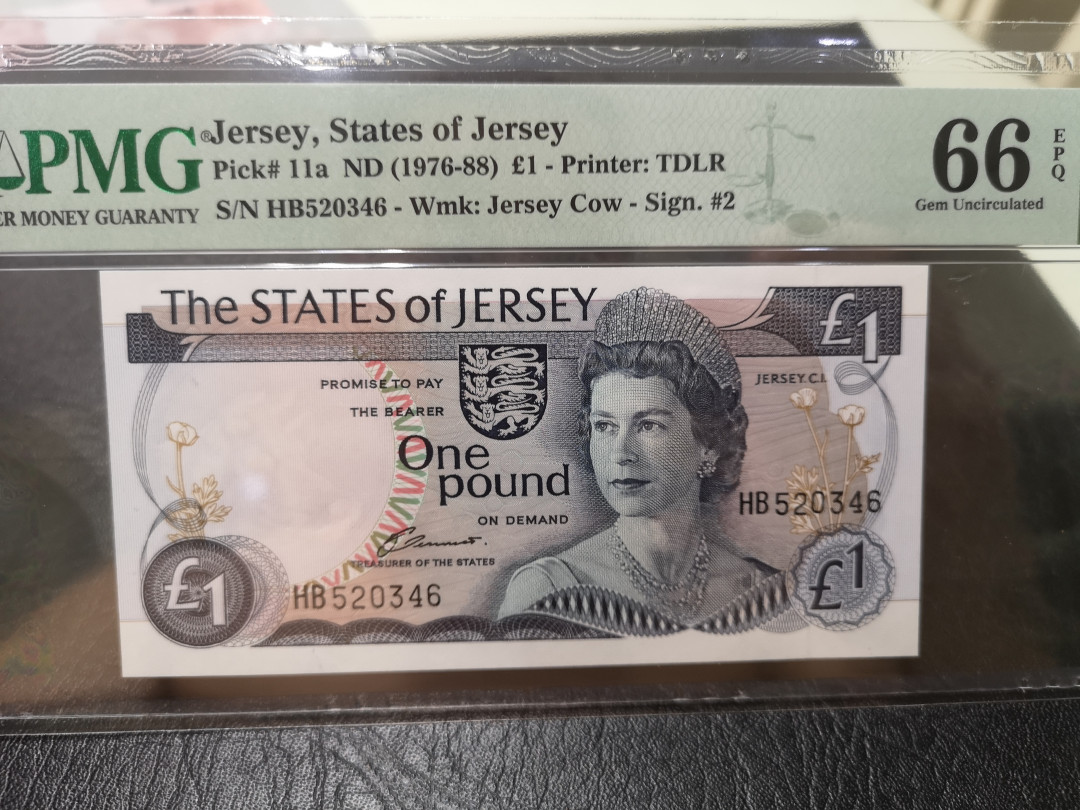 《外钞收藏家》第一百一十五期拍卖 1876-78年泽西1镑 PMG66