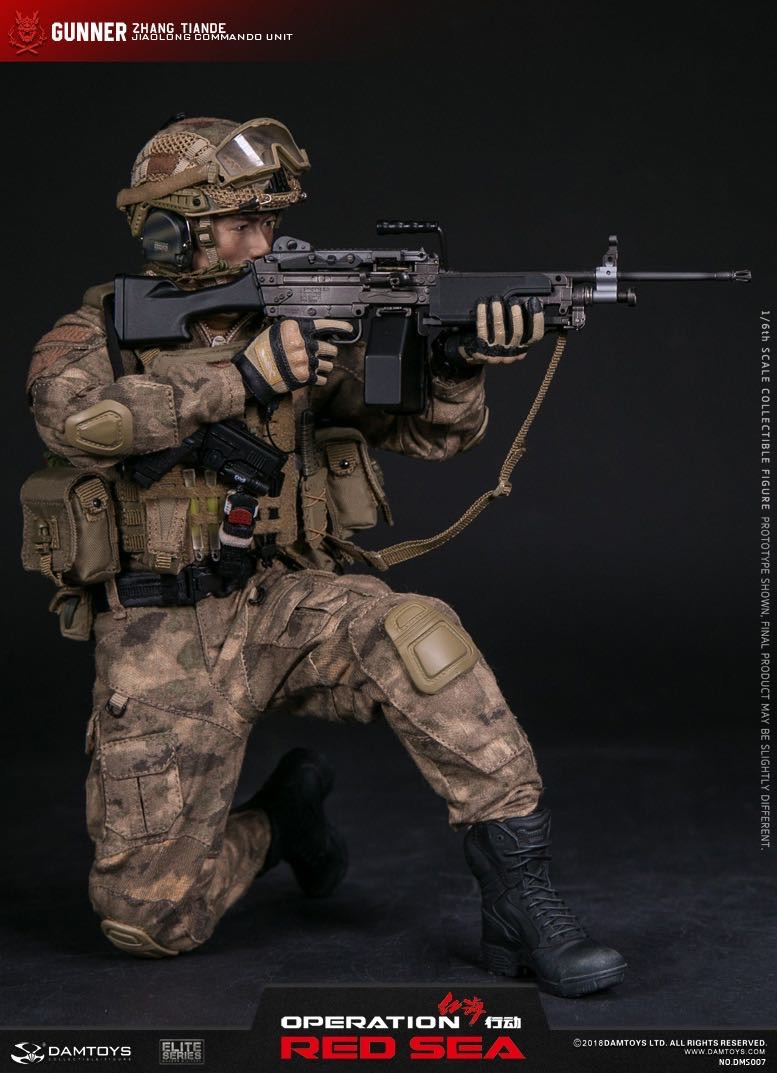 零元拍：DAMTOYS：1/6 红海行动-PLA海军陆战队“蛟龙”特战旅-机鎗手 张天德 DMS007全新未拆。