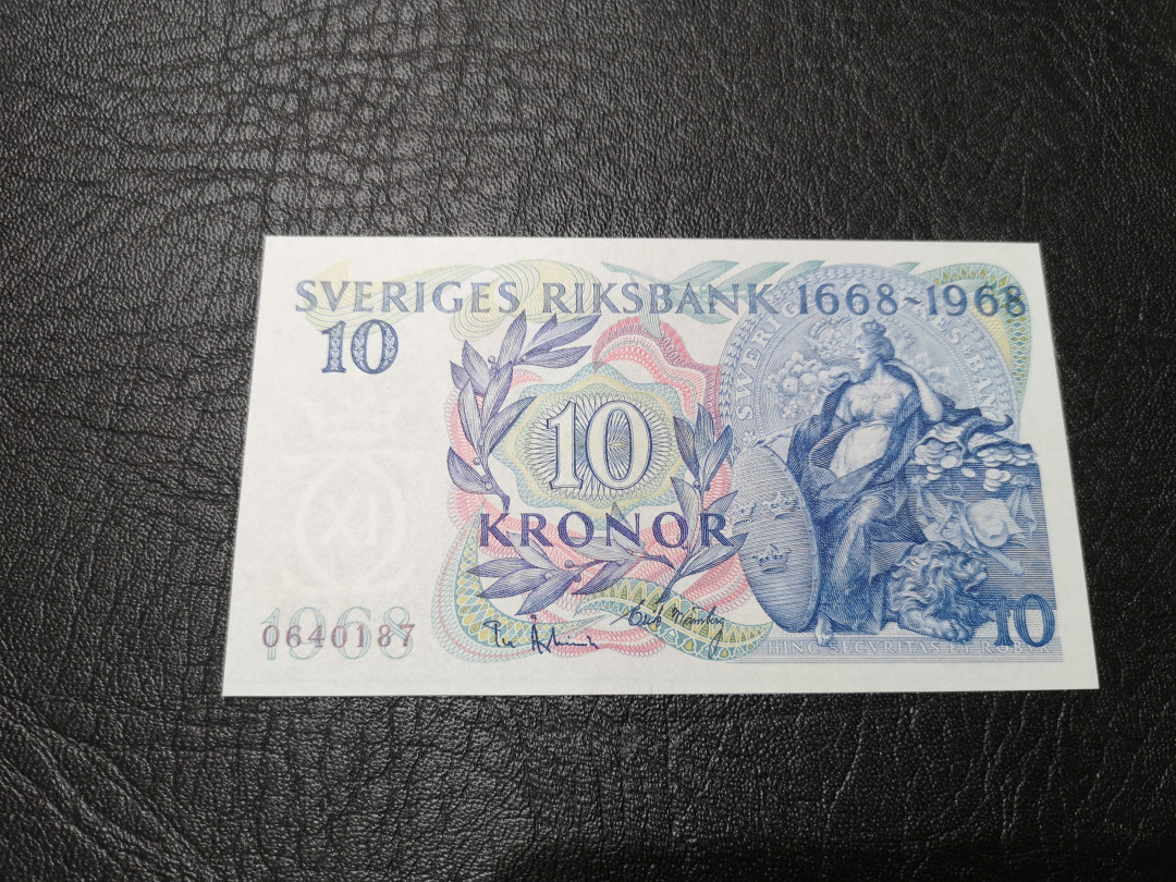 《外钞收藏家》第一百一十五期拍卖 1968年瑞典10克朗 全新UNC