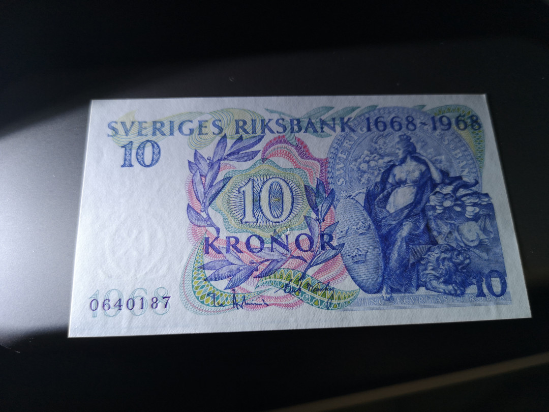 《外钞收藏家》第一百一十五期拍卖 1968年瑞典10克朗 全新UNC