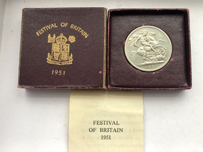 蒂克钱币-0起免佣金-第2拍 - 英国 1951乔治六世镍马剑 盒证齐