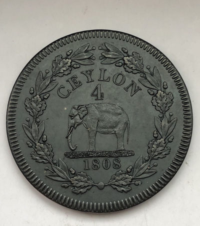 蒂克钱币-0起免佣金-第2拍 - 1808 英属锡兰 大象 乔治四世后铸铜币