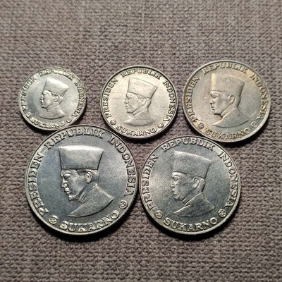 0起1加-纯粹捡漏拍-31场-百年庆祝之永远奋斗 - 印度尼西亚-西伊利安1962年5枚苏加诺稀少套币