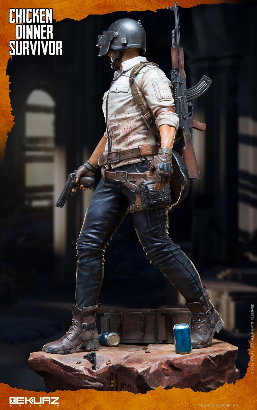 EKUAZ STUDIO : 33cm 收藏级雕像 - Chicken Dinner Survivor/吃鸡幸存者（EKS04）全新未拆