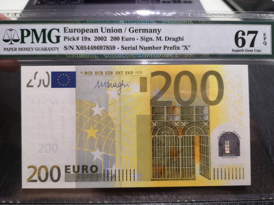 《外钞收藏家》第一百一十六期拍卖 2002年200欧元 PMG67 