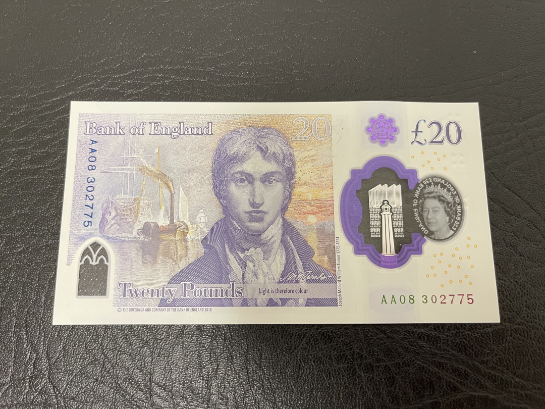 《外钞收藏家》第一百一十六期拍卖 英格兰G序列20英镑塑料钞AA冠 全新UNC