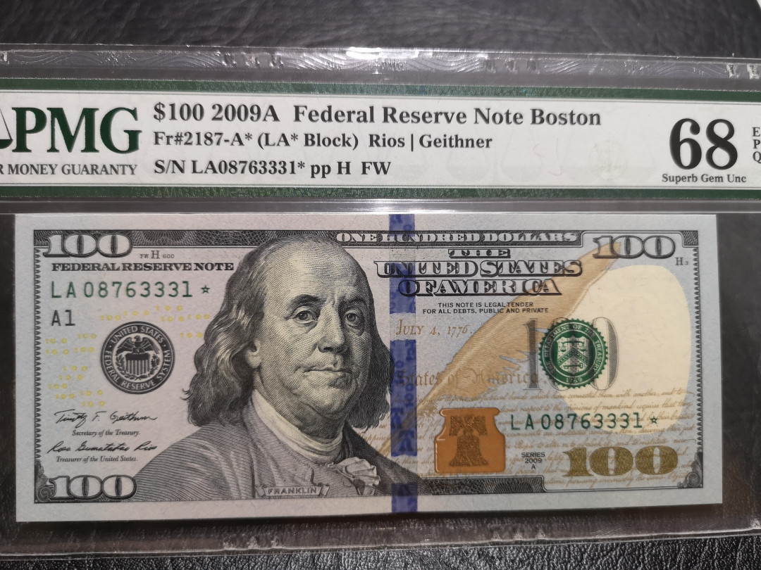 《外钞收藏家》第一百一十六期拍卖 2009年100美元 PMG68 补号