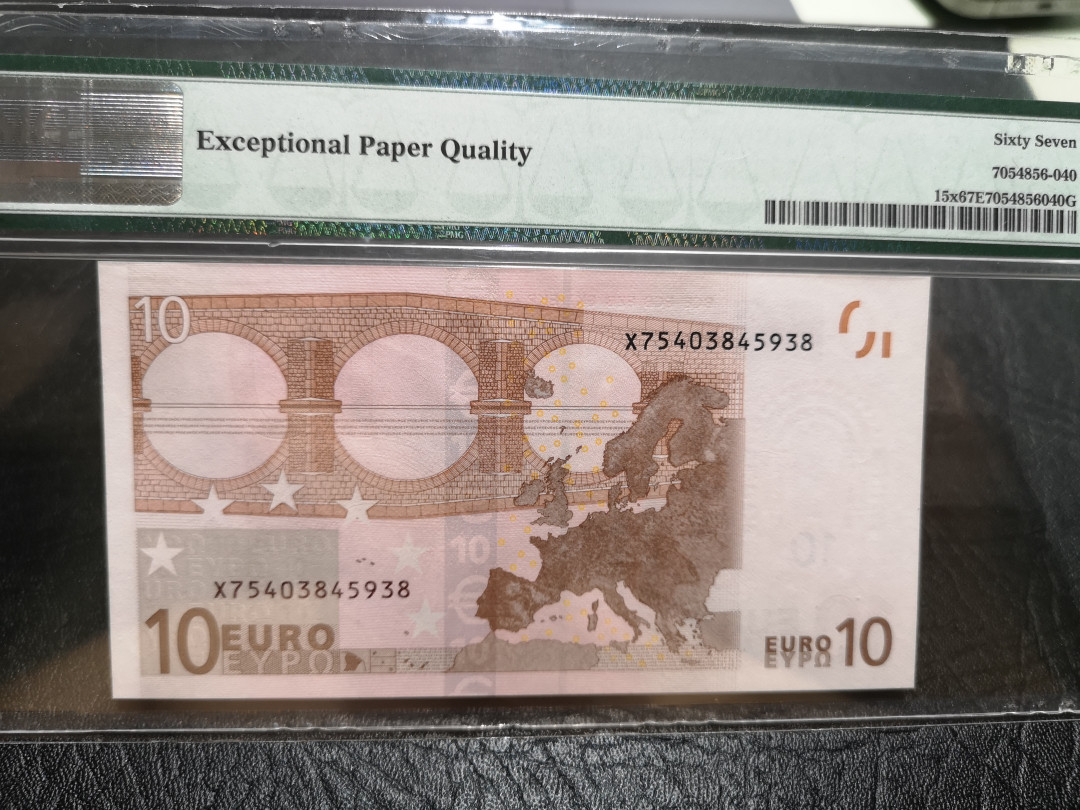 《外钞收藏家》第一百一十六期拍卖 2002年10欧元 PMG67