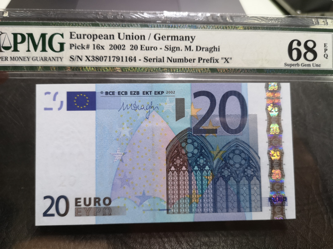 《外钞收藏家》第一百一十六期拍卖 2002年20欧元 PMG68