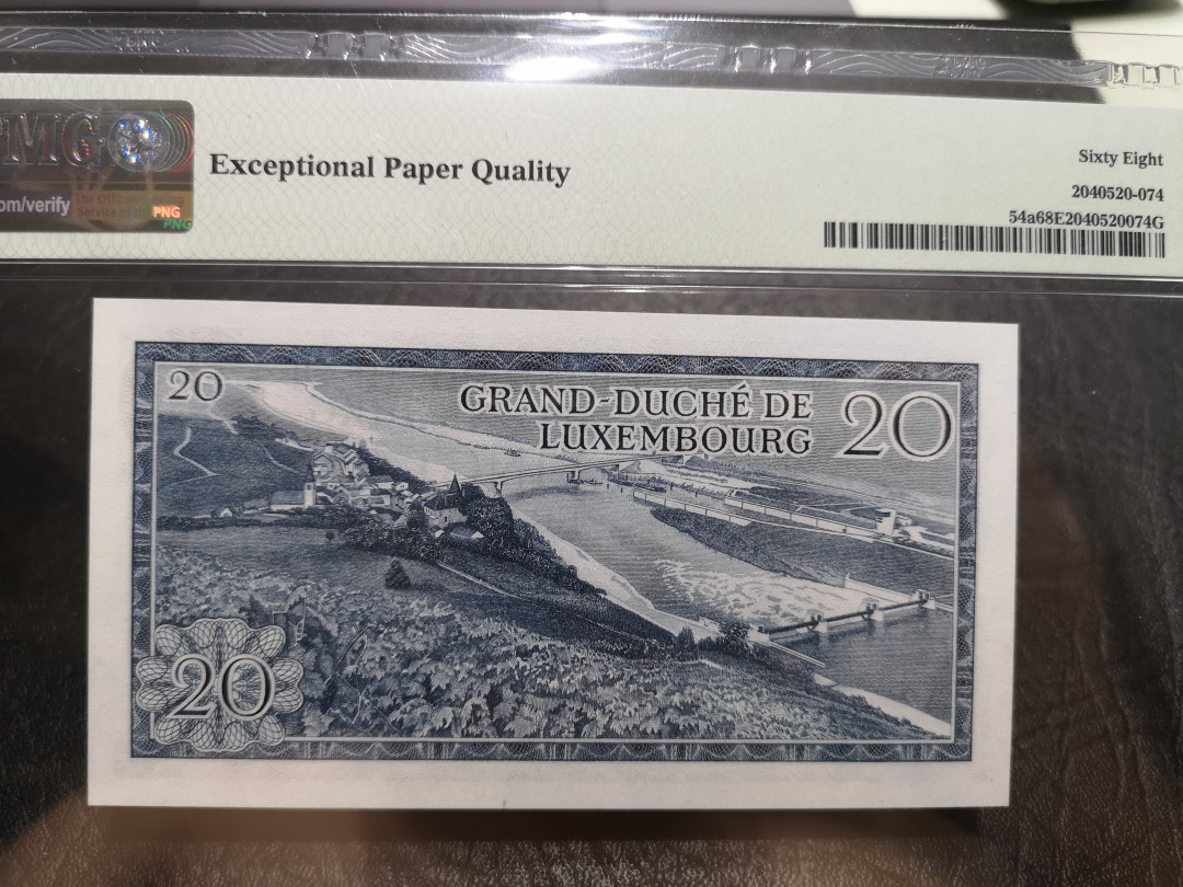 《外钞收藏家》第一百一十六期拍卖 1966年卢森堡 20法郎 PMG68 333豹子号