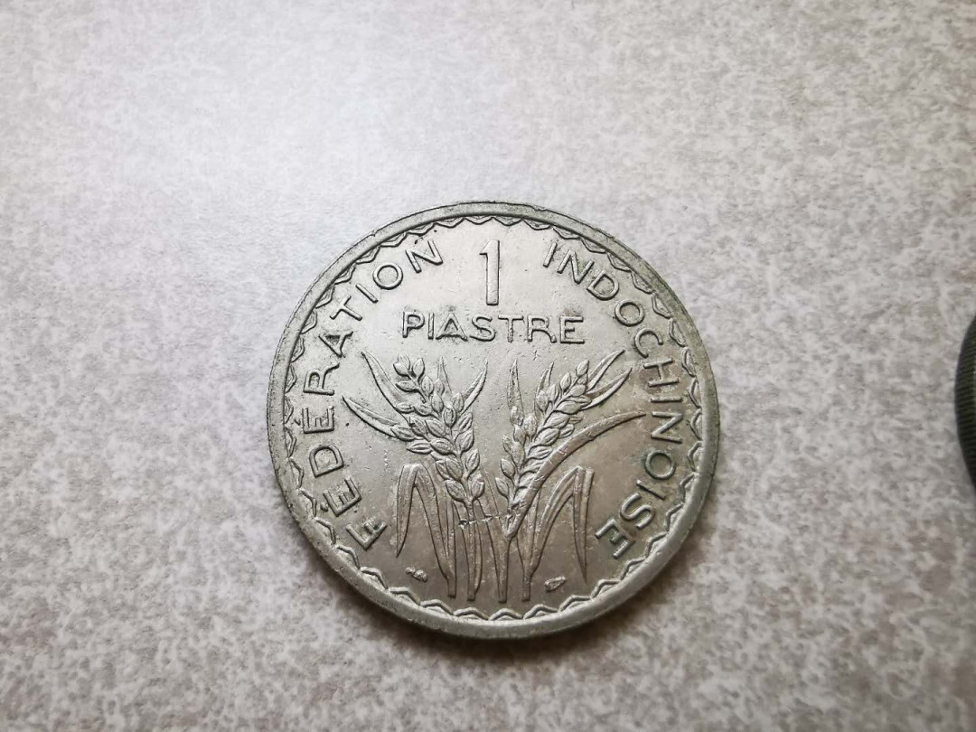 【鲸贝乐淘★自动结拍】千字文·第“欣奏累遣，戚谢欢招”号拍卖·两拍包邮 【越南🇻🇳 】法属印度支那，大个1盾两枚，1946.1947，流通好品如图，1946稀有边齿版本