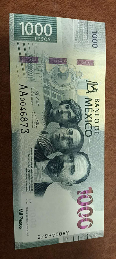 新版墨西哥1000比索首发AA冠 - 美洲全新UNC墨西哥1000比索首发AA冠0046873