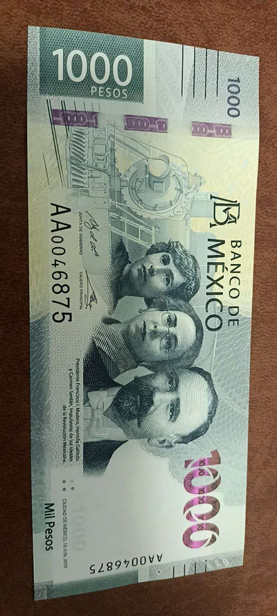 新版墨西哥1000比索首发AA冠 - 美洲全新UNC墨西哥1000比索首发AA冠0046875