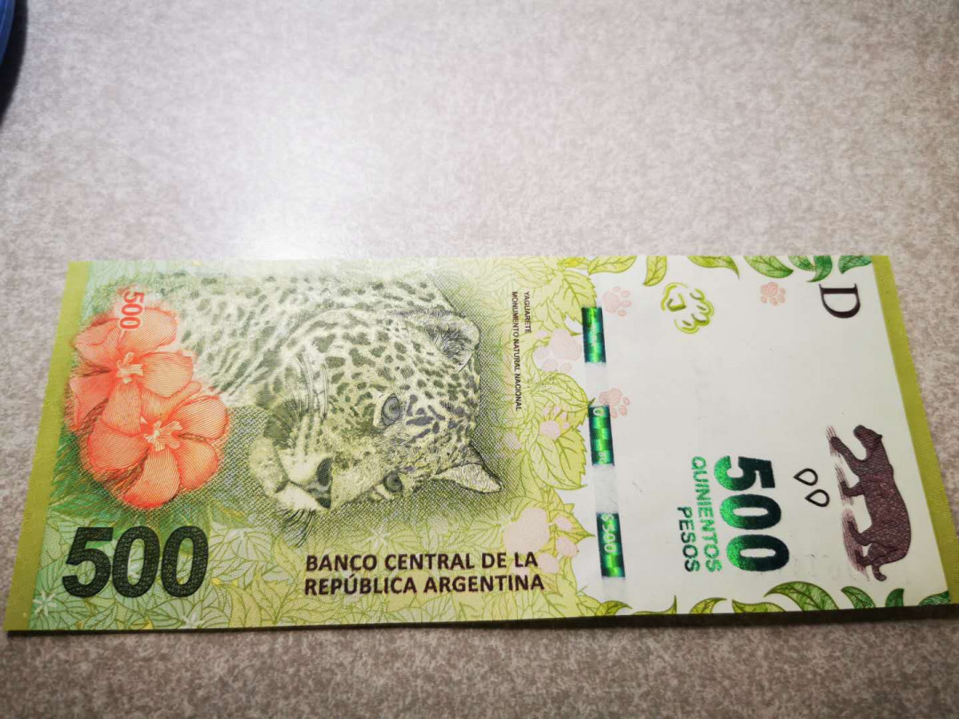 【鲸贝乐淘★自动结拍】千字文·第“欣奏累遣，戚谢欢招”号拍卖·两拍包邮 【阿根廷🇦🇷 】500比索，猎豹，全新全品UNC 