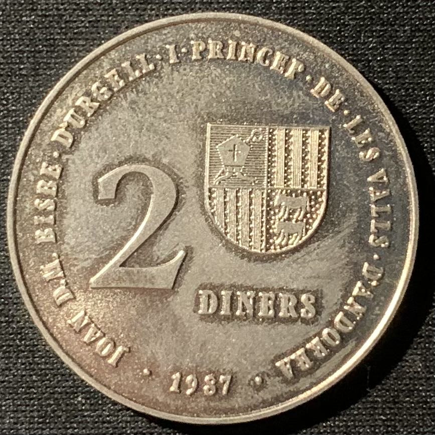 紫瑗钱币——第160期拍卖 安道尔 1987年 1992年奥运会 2第纳尔 镍币 