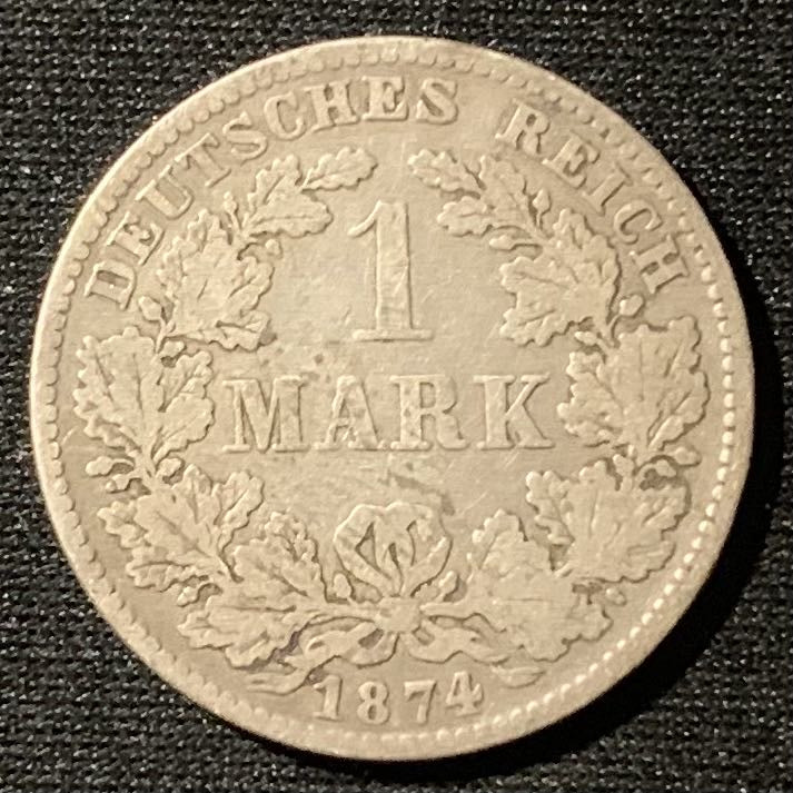 紫瑗钱币——第160期拍卖 德国 1874年 D厂 短翅  1马克 5.5克 0.9银