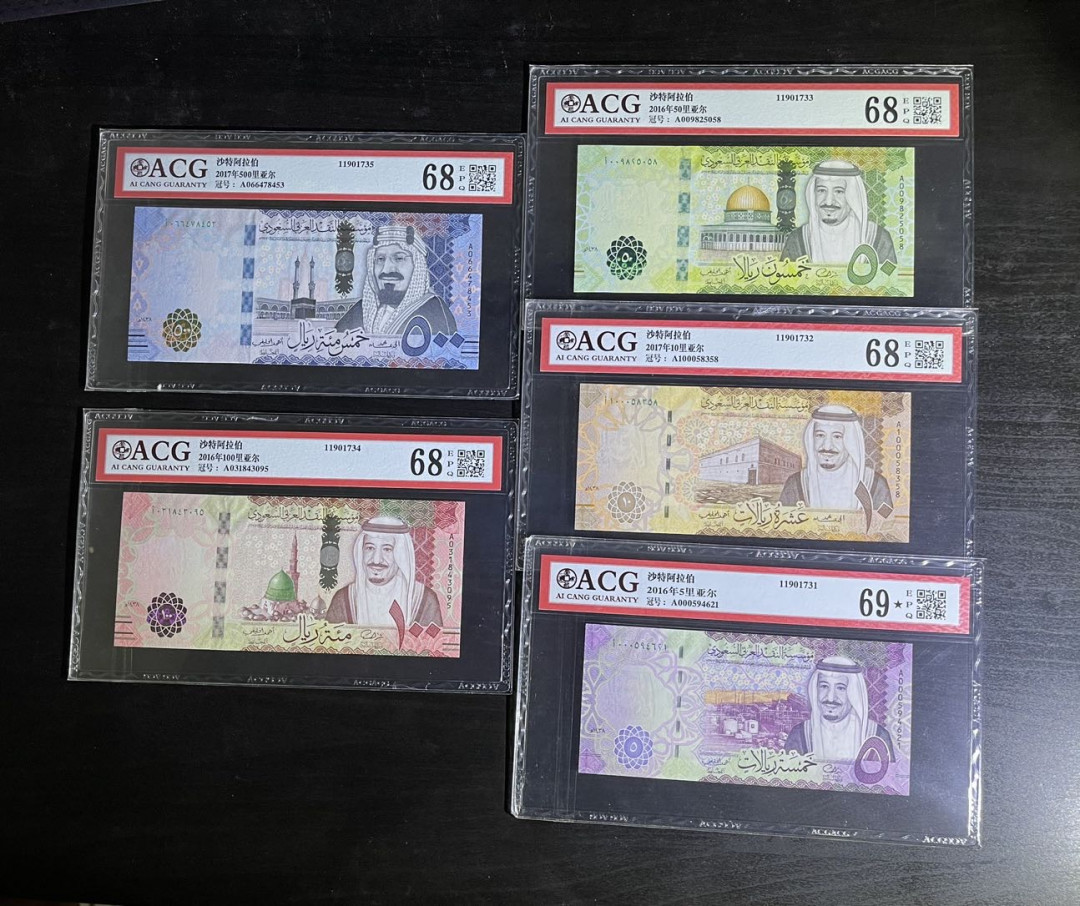 【丑猫】0718pmg(马来.港澳台.科威特.沙特.巴西.斯里兰卡等) 沙特里亚尔全套(爱藏★标*1)