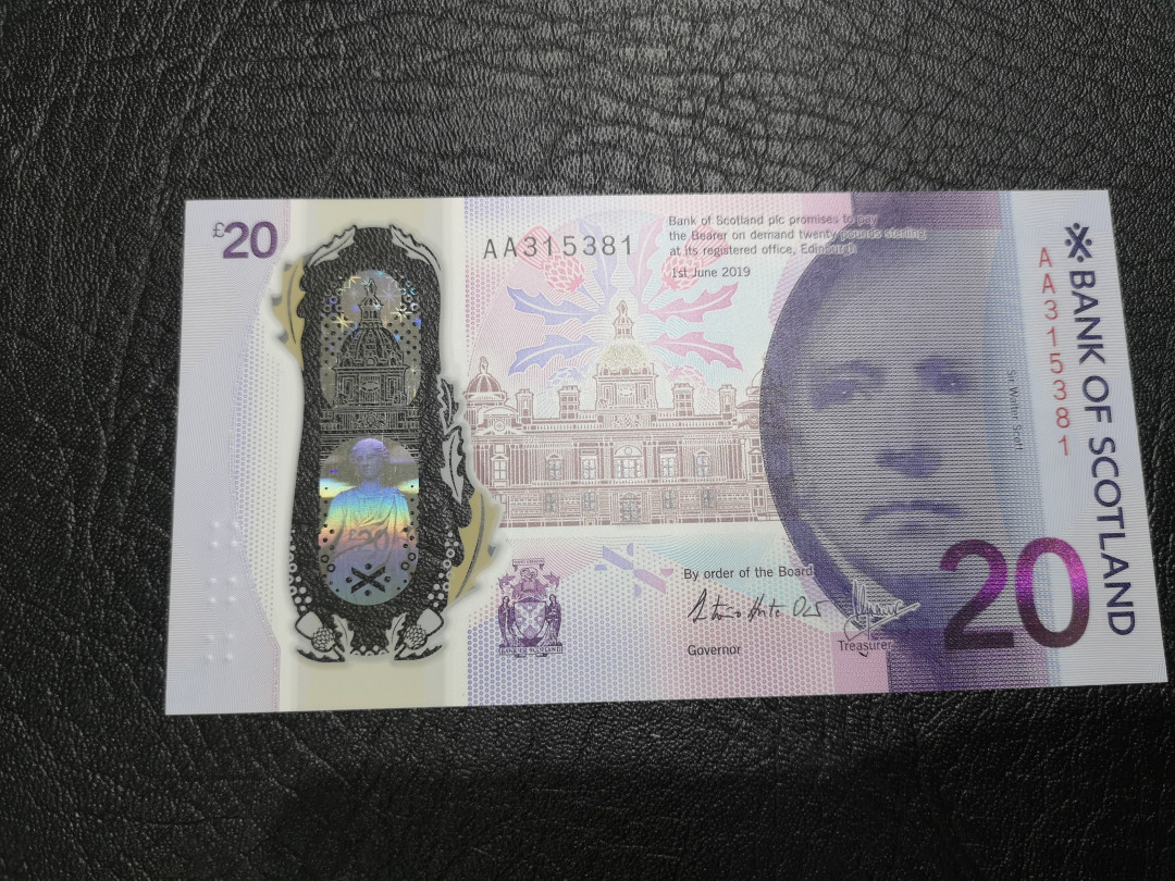 《外钞收藏家》第一百一十七期拍卖 2019年苏格兰20镑塑料钞 全新UNC 无47 AA冠