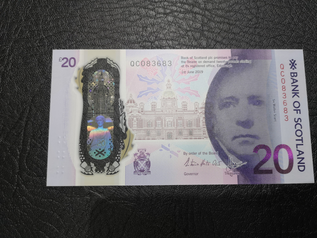 《外钞收藏家》第一百一十七期拍卖 2019年苏格兰20镑塑料钞 全新UNC 无47 靓号