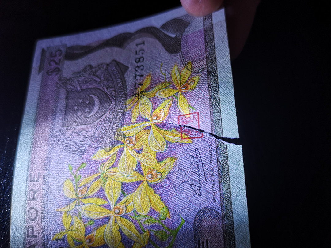 《外钞收藏家》第一百一十七期拍卖 新加坡花版25  破损 品相自定义