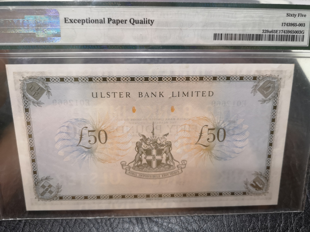 《外钞收藏家》第一百一十七期拍卖 1982年北爱尔兰50镑  pmg65 BWC作品
