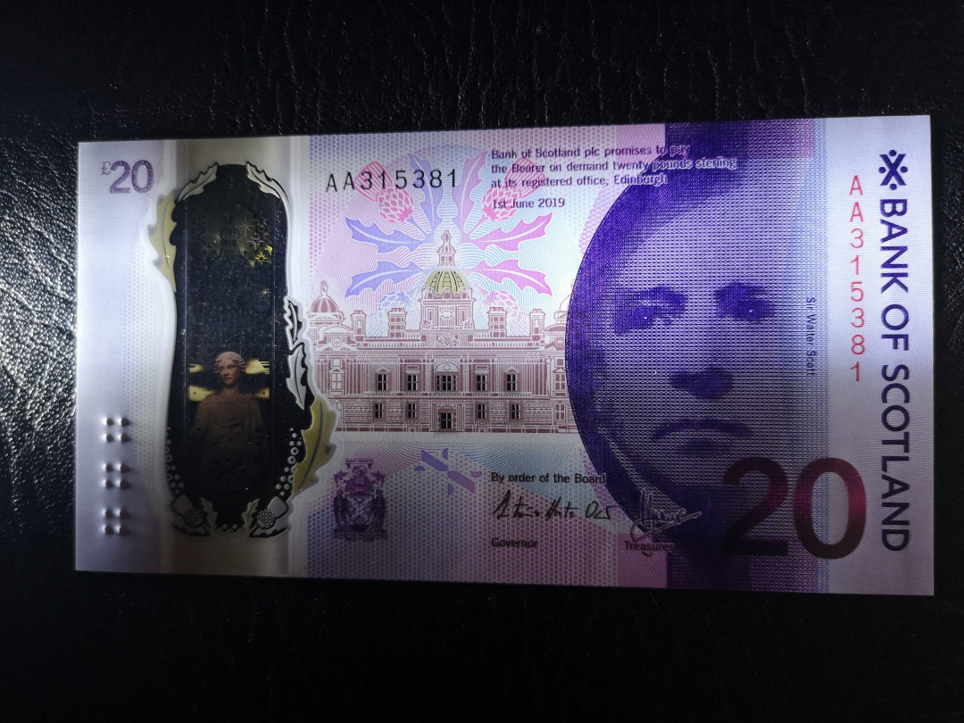 《外钞收藏家》第一百一十七期拍卖 2019年苏格兰20镑塑料钞 全新UNC 无47 AA冠