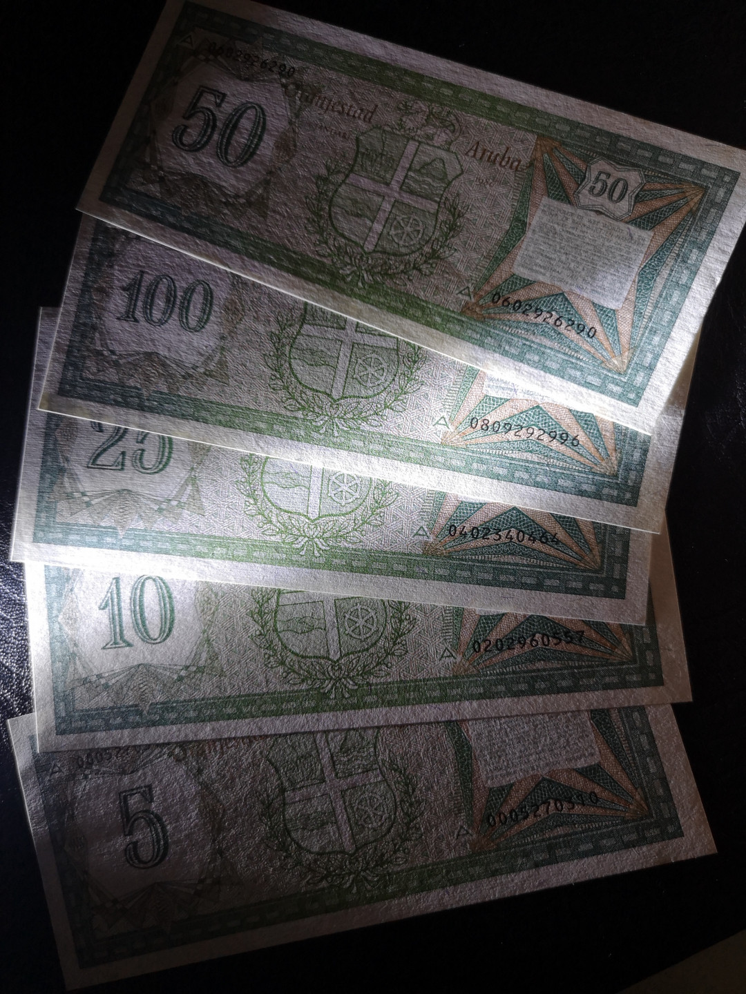 《外钞收藏家》第一百一十七期拍卖 1986年阿鲁巴五张一套 全新UNC