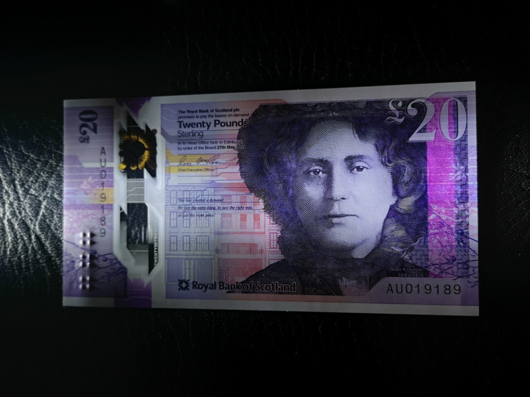 《外钞收藏家》第一百一十七期拍卖 2019年苏格兰皇家银行20镑塑料钞 全新UNC 