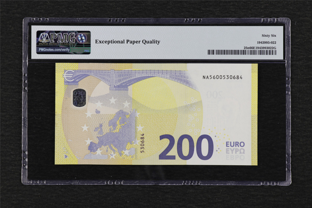 亘邦收藏第73期 2019年 奥地利三签200欧元 PMG 66EPQ NA5600530684