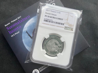 【随心拍&Getcoins】钱币拍卖九十四期～  - 【芬兰】芬兰10欧元小乌鸦银币【ngc70】