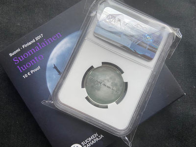 【随心拍&Getcoins】钱币拍卖九十四期～  【芬兰】芬兰10欧元小乌鸦银币【ngc70】