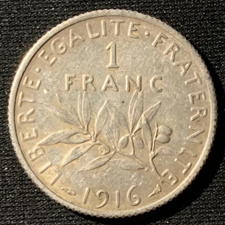 紫瑗钱币——第160期拍卖 法国 1916年 播种女神 1法郎 5克 0.835银