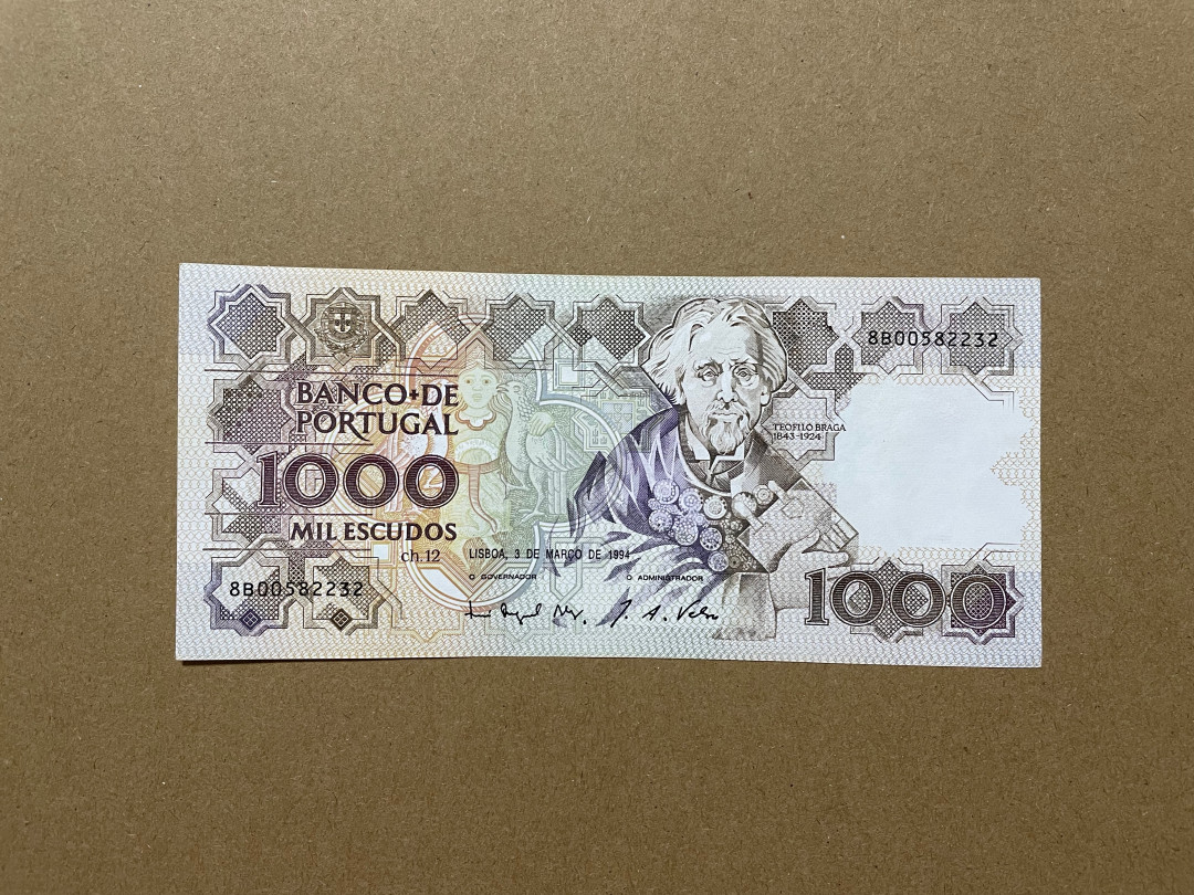 《张总收藏》31期—首发&塑料 葡萄牙1000埃斯库多 UNC 1994年