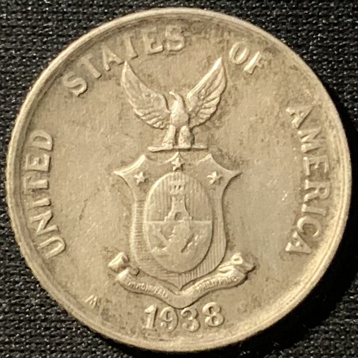 紫瑗钱币——第160期拍卖 美属菲律宾 1938年 火山与女神 20分 4克 0.75银 UNC