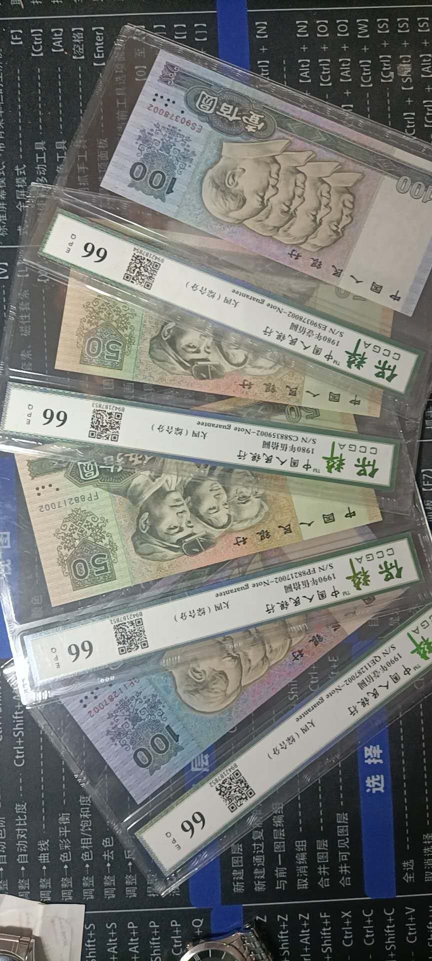 钱币杂项，AI自动截拍 大四一套宝萃评级66E含8050，80100