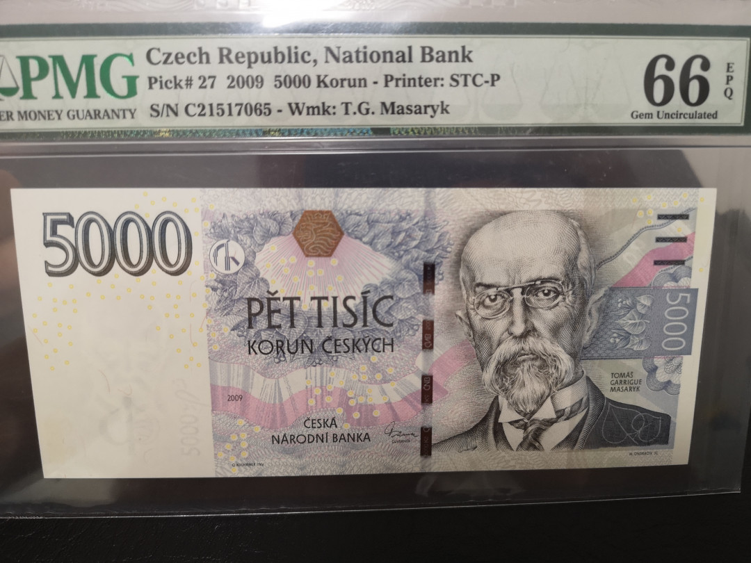 《外钞收藏家》第一百一十八期拍卖 2009年捷克5000克朗 PMG66