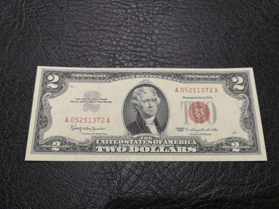 《外钞收藏家》第一百一十八期拍卖 - 1963年美国2美元 红库印 全新UNC