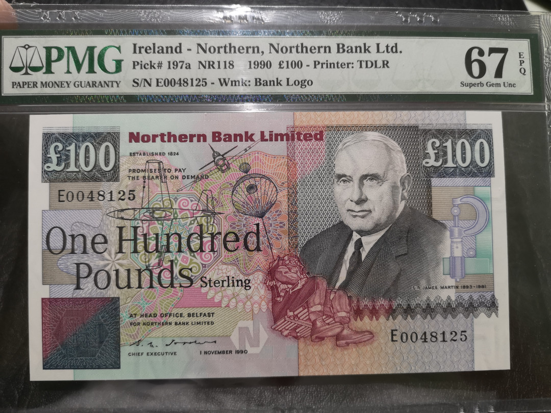 《外钞收藏家》第一百一十八期拍卖 1990年北爱尔兰 北方银行 100镑 PMG67 大货稀少