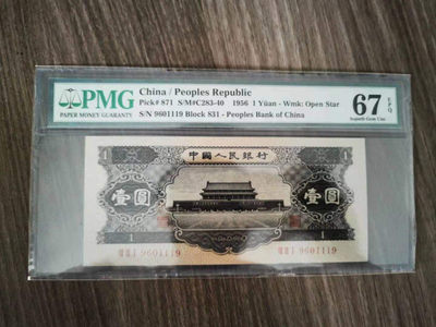 【华誉王者】1726期拍卖 - 黑一元 倒置靓号 150x67 夹豹子，尾1119 PMG67E 831-9601119