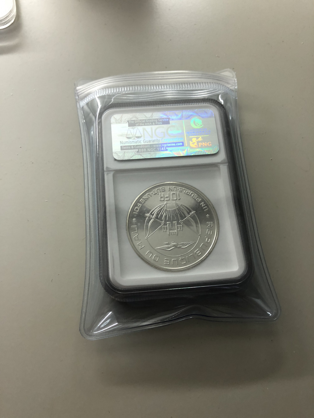 CSIS-GREAT评级精品钱币拍卖第一百零一期 马里1960年总统莫迪博·凯塔精制加厚纪念银币样币发行量10枚NGC